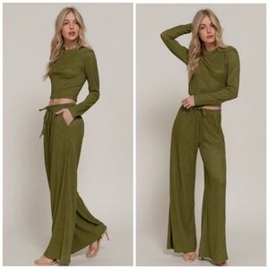 🛑 FINAL SALE 🛑 Olive Green Long Sleeve Top and Pant Set